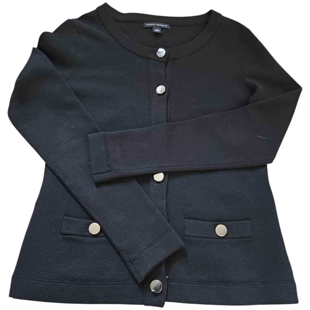 Banana Republic Black Sweater with Silver Buttons